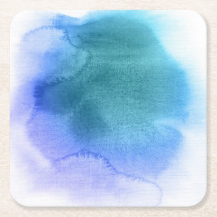 Abstracte waterverf handgeschilderde achtergrond 1 vierkante kartonnen onderzetter