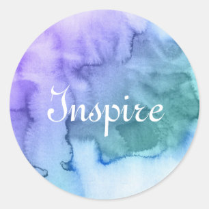 Abstracte waterverf handgeschilderde achtergrond 6 ronde sticker