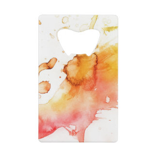 Abstracte waterverf handgeschilderde achtergrond kredietkaart flessenopener