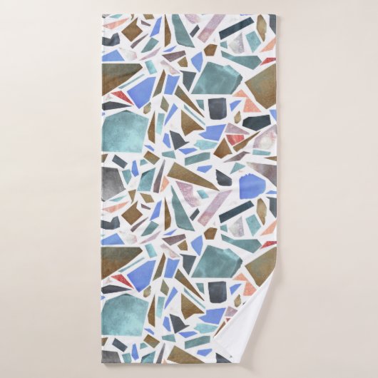 Abstracte waterverf: handgetekende witte achtergro badhanddoek (Badhanddoek)