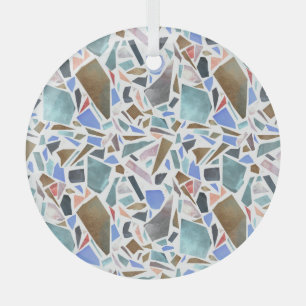 Abstracte waterverf: handgetekende witte achtergro glas ornament