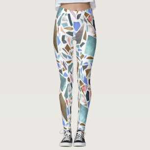 Abstracte waterverf: handgetekende witte achtergro leggings