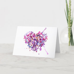 Abstracte Waterverf Hart voor Valentijnsdag Feestdagen Kaart