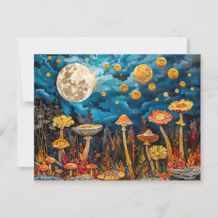 Abstracte waterverf illustratie van Volle Maan voo Briefkaart