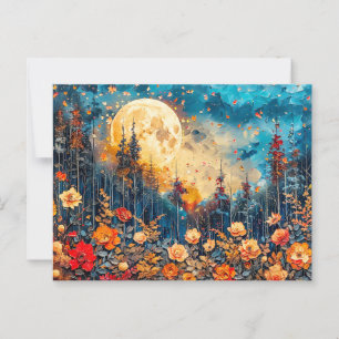 Abstracte waterverf illustratie van Volle Maan voo Briefkaart