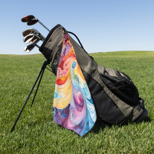 Abstracte Waterverf in zonsondergangkleuren Golfhanddoek (Groen)