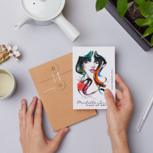 Abstracte Waterverf inkt kleurrijke vrouw make-up  Briefkaart