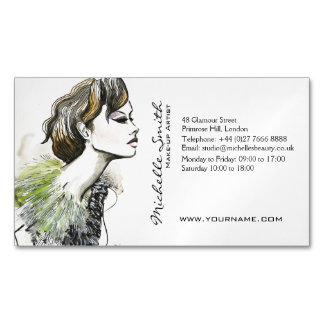 Abstracte Waterverf inkt kleurrijke vrouw make-up Magnetisch Visitekaartje