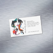 Abstracte waterverf inkt kleurrijke vrouw make-up  magnetisch visitekaartje (Voorbeeld)