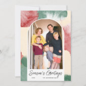 Abstracte waterverf kerstkaart met boogfoto (Voorkant)