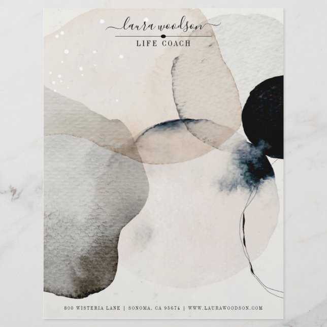 Abstracte Waterverf Life Coach Letterhead Briefhoofd (Voorkant)