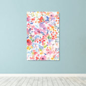 Abstracte waterverf losse bloemen canvas afdruk (Insitu (Houten vloer))