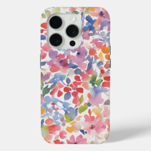 Abstracte Waterverf Losse Bloemen iPhone 15 Pro Case