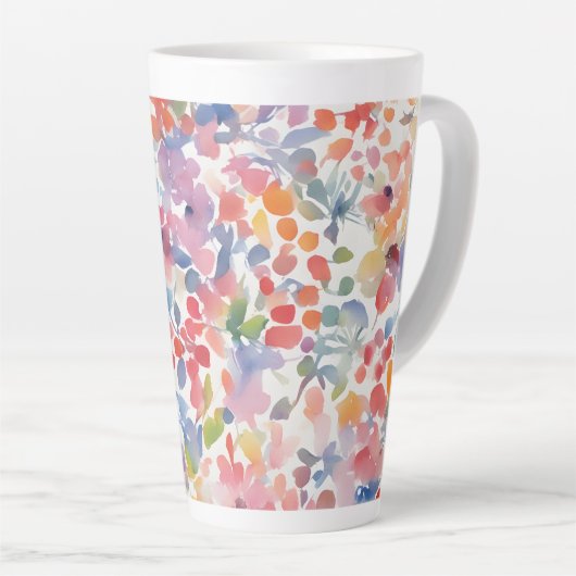 Abstracte Waterverf Losse Bloemen Latte Mok (Rechterhoek)