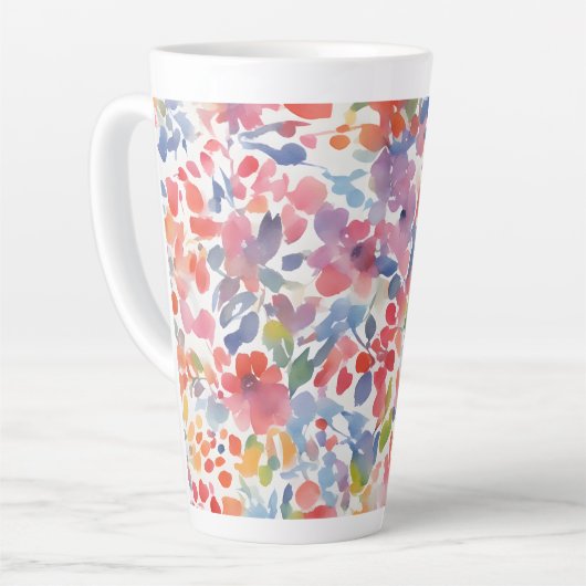 Abstracte Waterverf Losse Bloemen Latte Mok (Linkerhoek)