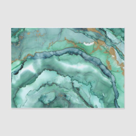 Abstracte Waterverf Marble Groen Turquoise Tissuepapier (Voorkant)