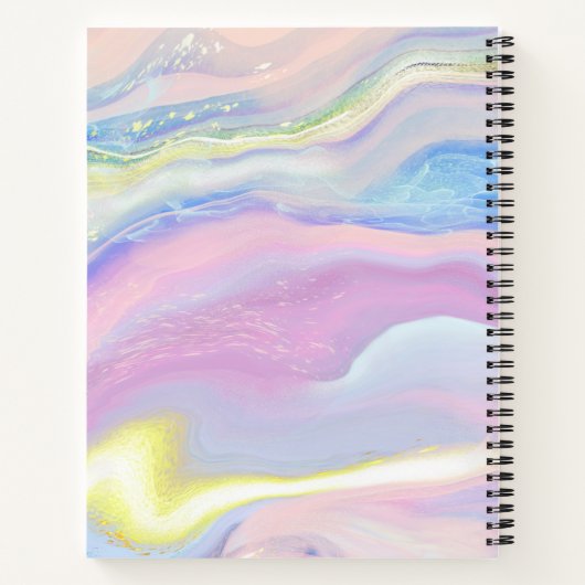 Abstracte Waterverf Marmeren Script Naam Monogram Notitieboek (Achterkant)