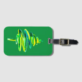 Abstracte waterverf met groene kerstboom bagagelabel (Voorkant (horizontaal))