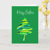 Abstracte waterverf met groene kerstboom kaart (Gele Bloem)