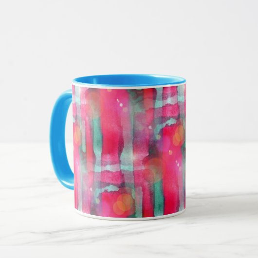 Abstracte waterverf met zonneglare mok (Voorkant links)