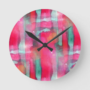 Abstracte waterverf met zonneglare ronde klok
