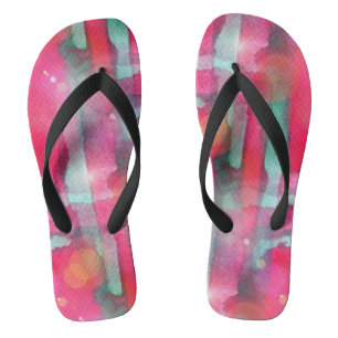 Abstracte waterverf met zonneglare teenslippers