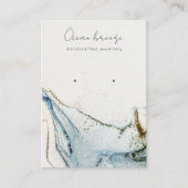 Abstracte Waterverf Navy Blue Gold Earring Holder Visitekaartje (Voorkant)