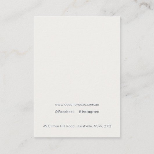 Abstracte Waterverf Navy Blue Gold Earring Holder Visitekaartje (Achterkant)