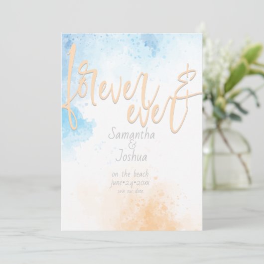 Abstracte Waterverf Oceaan en Beach sparen de Datu Kaart (Staand voorkant)