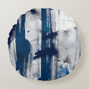 Abstracte waterverf op papier. Kleurrijke kunsttex Rond Kussen