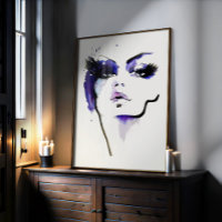 Abstracte Waterverf paarse vrouw make-up