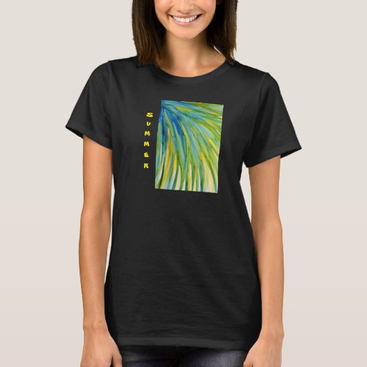 Abstracte Waterverf palmboom T-shirt (Voorkant)