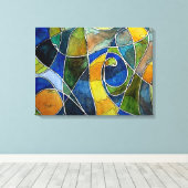 Abstracte Waterverf Pen & Ink Canvas Afdruk (Insitu (Houten vloer))