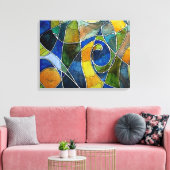 Abstracte Waterverf Pen & Ink Canvas Afdruk (Insitu (Woonkamer))