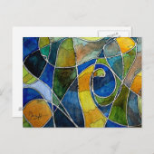 Abstracte Waterverf Pen & Inkt Briefkaart (Voorkant / Achterkant)