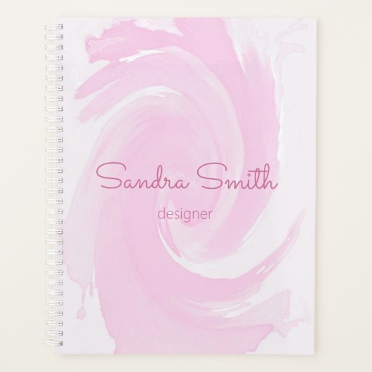 Abstracte Waterverf Penseelstreken Roze Planner (Voorkant)