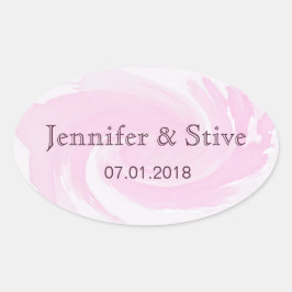 Abstracte waterverf penseelstreken roze spiraal ovale sticker