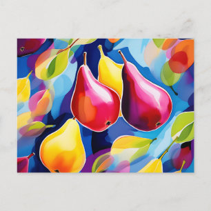 Abstracte Waterverf Peren met gedurfde penseelstre Briefkaart