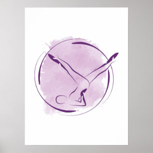 Abstracte Waterverf Pilates Pose T-Shirt Poster