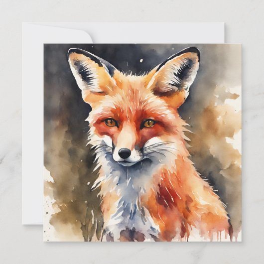 Abstracte Waterverf Red Fox Kaart (Voorkant)