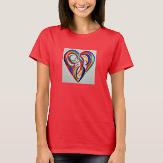 Abstracte waterverf regenbooghart t-shirt