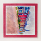 Abstracte Waterverf rijhuizen Legpuzzel (Horizontaal)