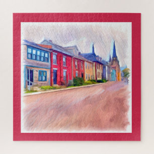 Abstracte Waterverf rijhuizen Legpuzzel