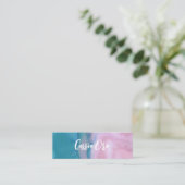 Abstracte Waterverf Roze Blauwgroen aangepaste soc Mini Visitekaartje (Staand voorkant)
