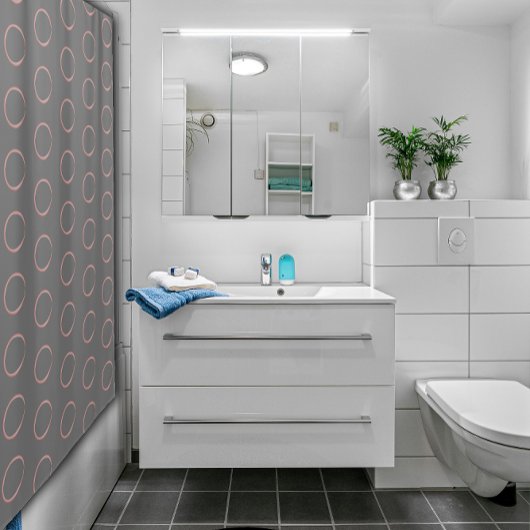 Abstracte waterverf roze cirkel Shower Curtain Douchegordijn