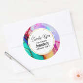 Abstracte Waterverf roze en Turquoise Marble Ronde Sticker (Envelop)