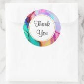 Abstracte Waterverf roze en Turquoise Marble Ronde Sticker (Tas)