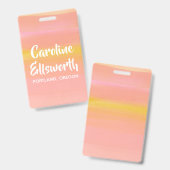 Abstracte Waterverf Roze Geel Gepersonaliseerd Badge (Front & Back)