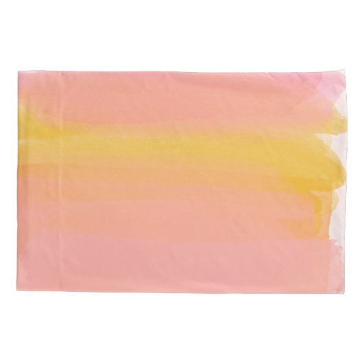 Abstracte Waterverf Roze Geel Gepersonaliseerd Kussensloop (Achterkant)