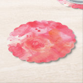 Abstracte Waterverf Roze Kartonnen Onderzetters (Gekanteld)